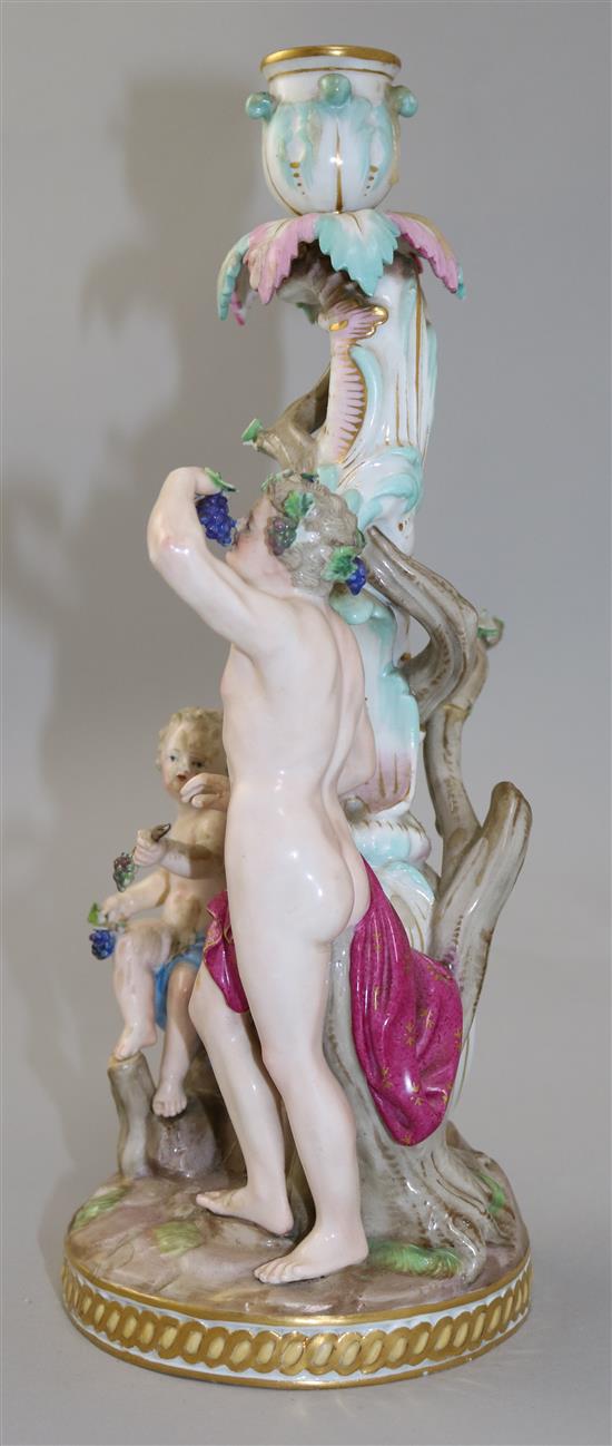 A Meissen figural candlestick, 19th century, 29cm